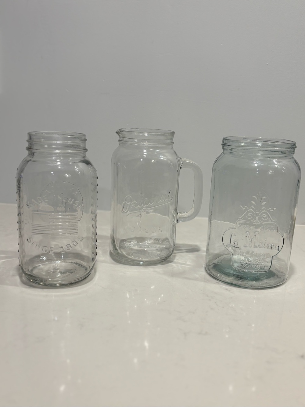 Glass Mason Jar Hocking anchor glass made in USA flag